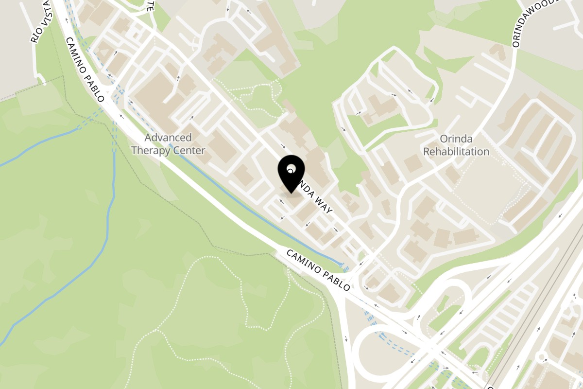 Map showing the location of Baja Cali Taqueria & Grill on 23 Orinda Way in Orinda